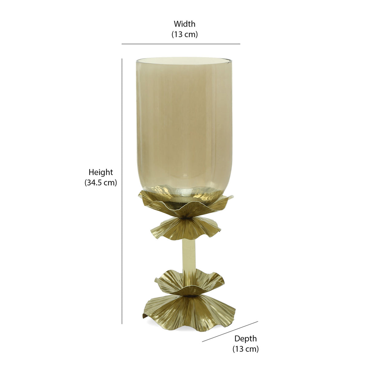 Decorative Floral Metal Candle Holder (Large, Gold)