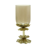 Decorative Floral Metal Candle Holder (Large, Gold)