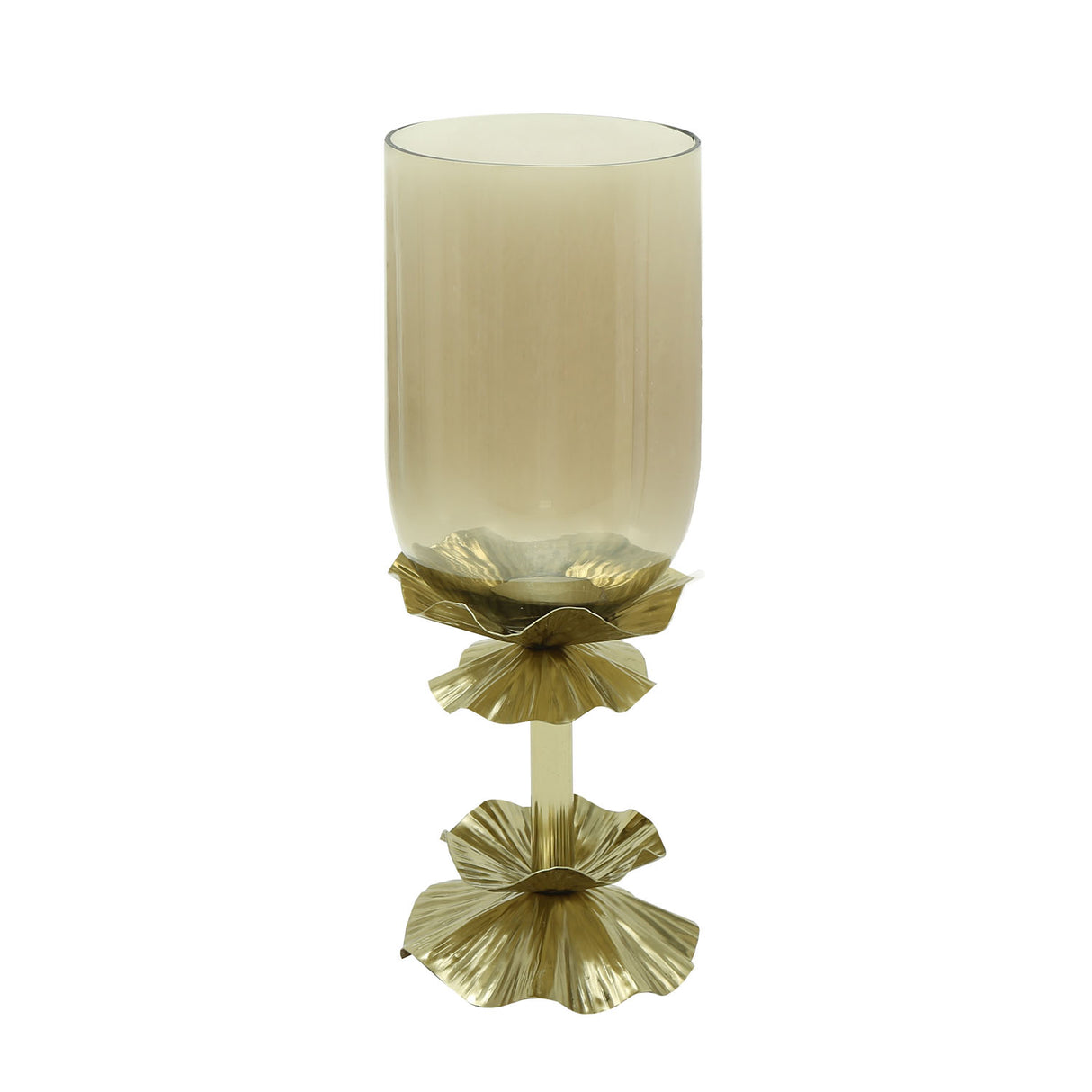 Decorative Floral Metal Candle Holder (Large, Gold)