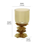 Decorative Floral Metal Candle Holder (Small, Gold)