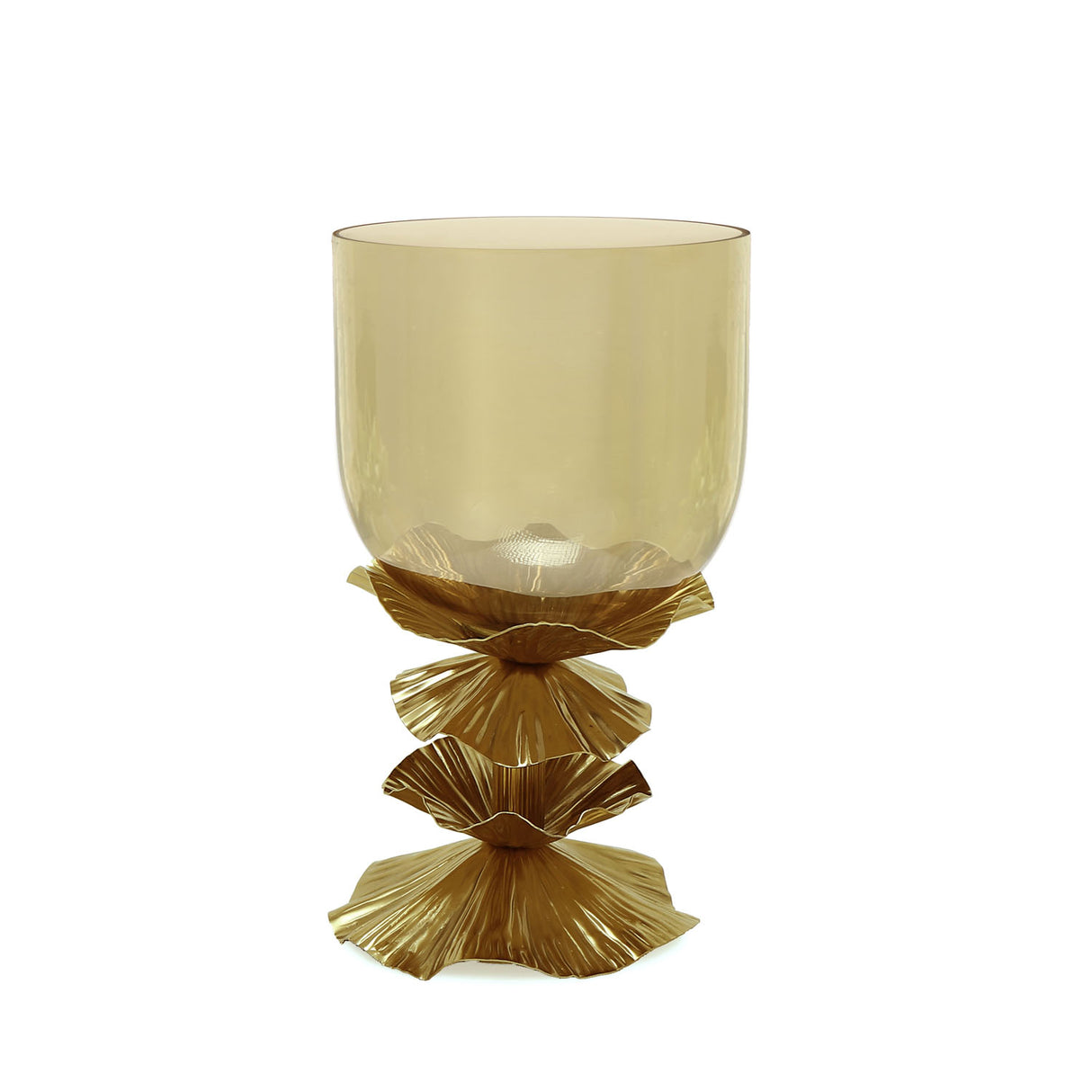 Decorative Floral Metal Candle Holder (Small, Gold)