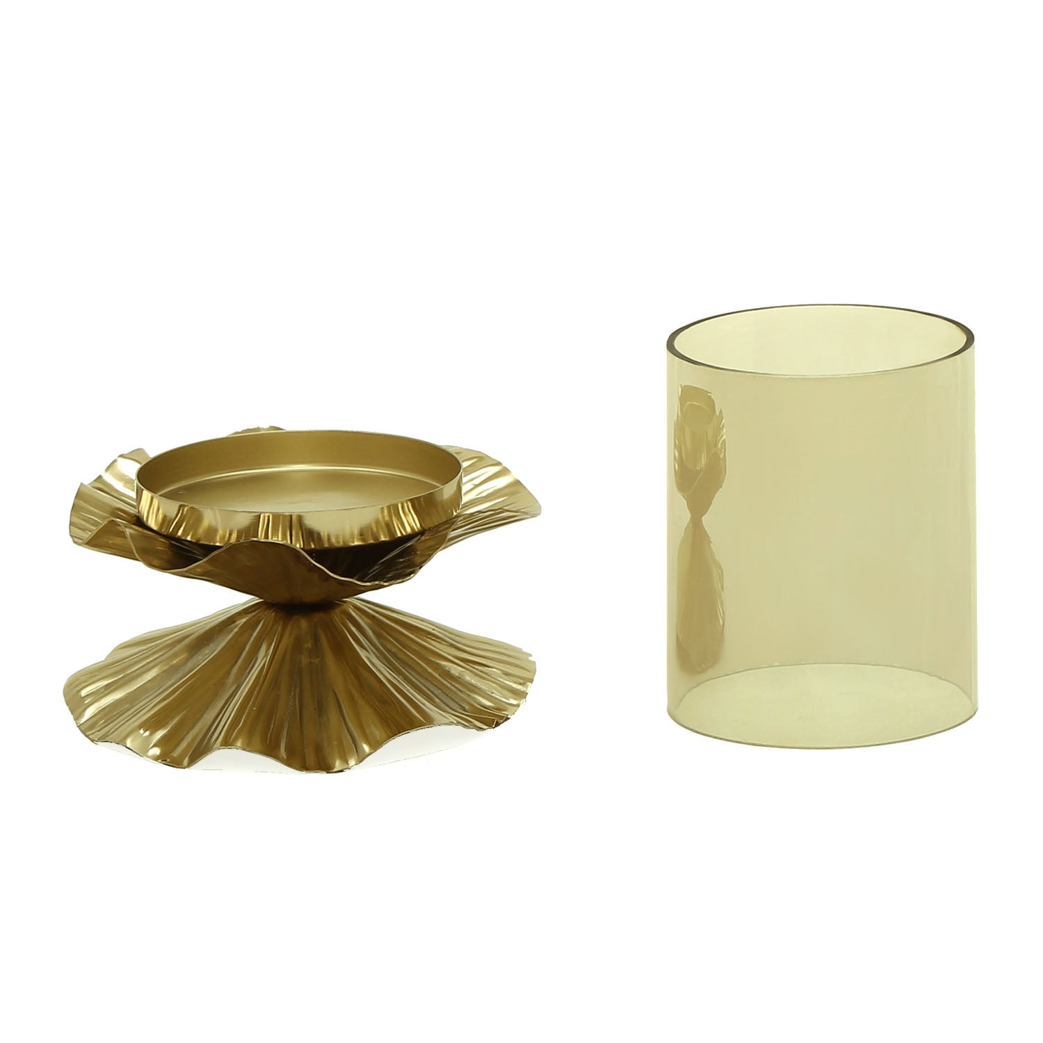 Decorative Floral Metal Votive (Gold)