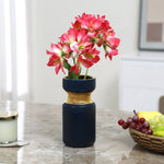 Decorative Hourglass Ceramic Vase (Blue & Gold)