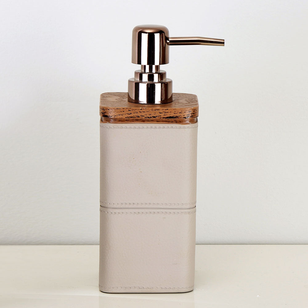 Nilkamal Leather Finish Polyresin Plastic Liquid Soap Dispenser 300 Ml Cream