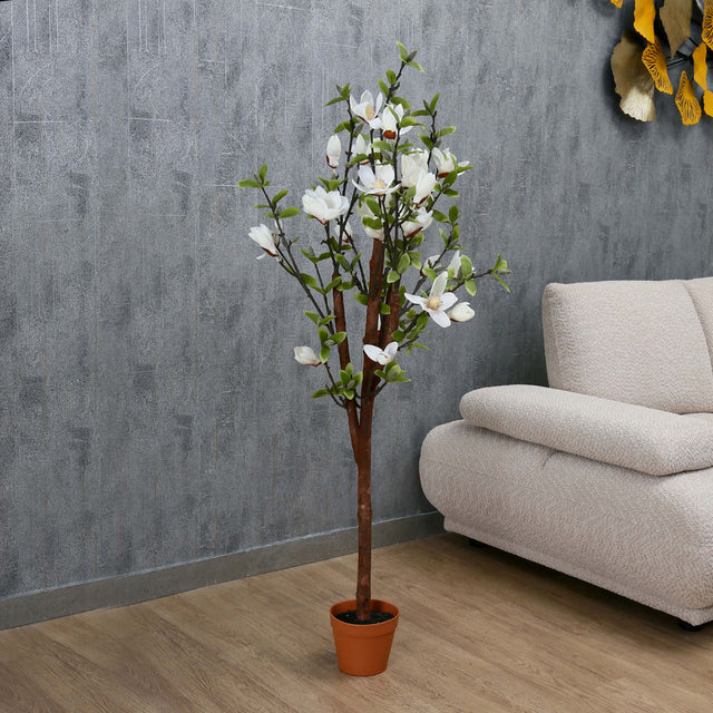 Nilkamal Artificial Magnolia Tree With Pot (White)