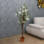 Artificial Magnolia Tree With Pot (White)