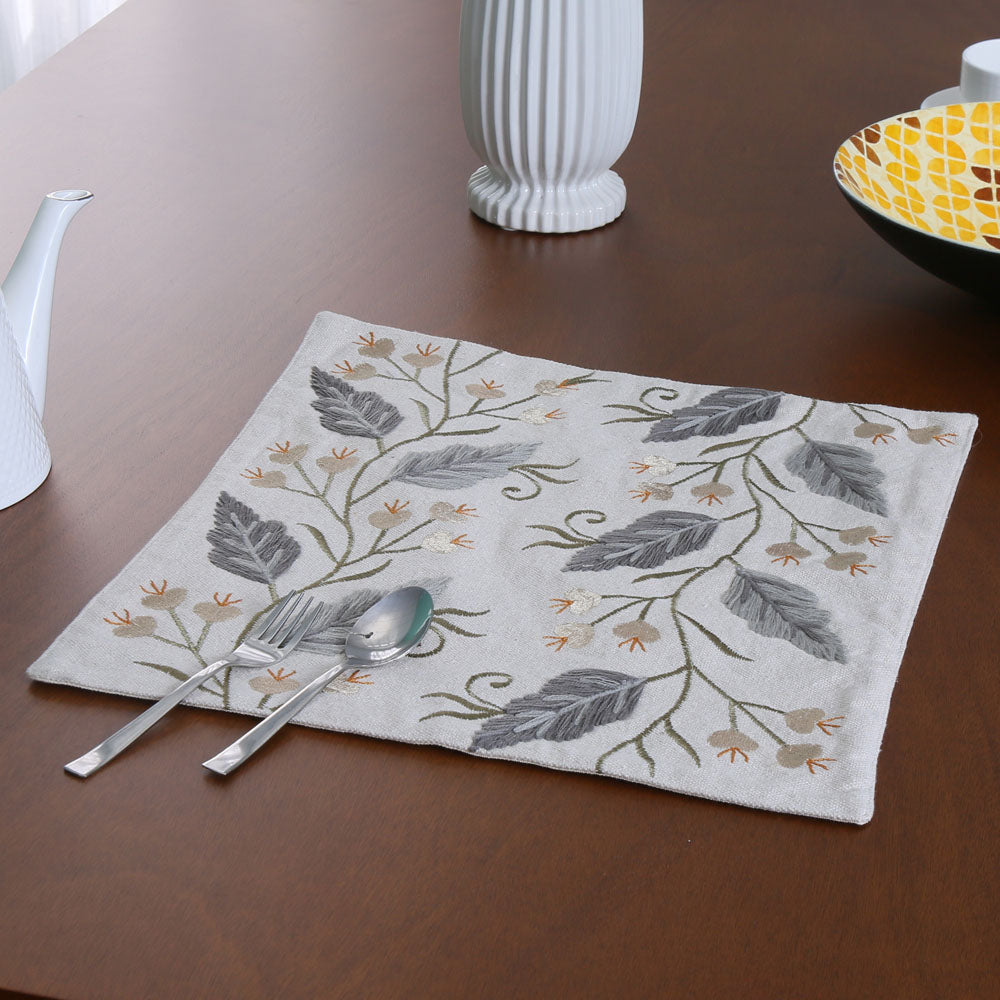 Nilkamal Leaf Design Cotton Rectangular Placemat Multicolor - 02