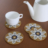 Floral Beaded Coasters Set of 4 (Multicolor)