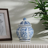 Decorative Porcelain Lidded Jar Vase (Blue & White)