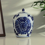 Decorative Porcelain Small Lidded Jar Vase (Blue & White)