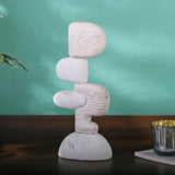 Pebbles Marble Finish Polyresin Table Decor Showpiece (White)