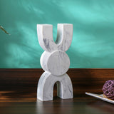 Abstract Marble Finish Polyresin Table Decor Showpiece (White)