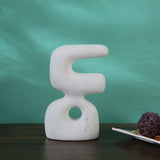 Abstract Hook Marble Finish Polyresin Table Decor Showpiece (White)