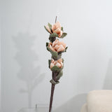 Artificial 3 Rose Flowers Stick (Beige)