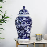 Floral Decorative Porcelain Urn Vase (Blue & White)