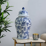 Nilkamal Leafy Decorative Porcelain Urn Vase Blue White