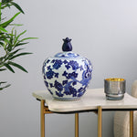 Floral Decorative Porcelain Urn Vase (Blue & White)