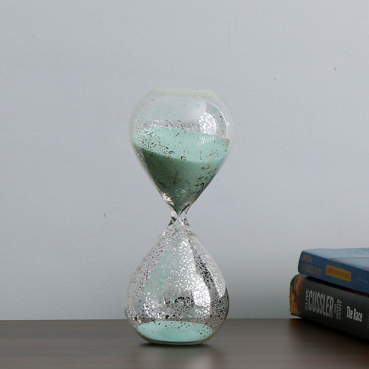 Decorative Sand Hour Glass Showpiece (Aqua)