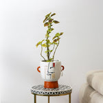 Decorative Face Art Dolomite Planter (White)