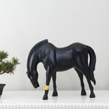 Horse with Butterfly Polyresin Showpiece (Black)