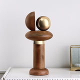 Ball On Pillar Table Decor Showpiece (Large, Brown & Gold)