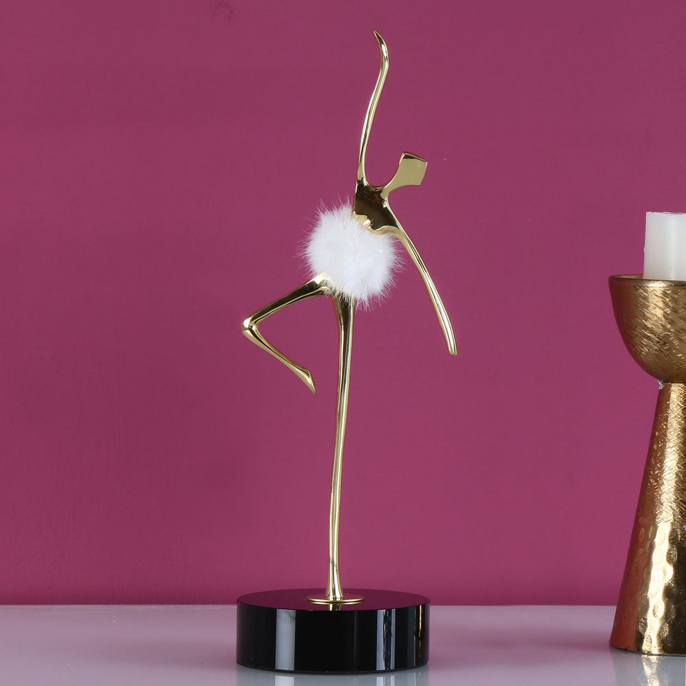 Ballerina Dancing Metal Showpiece (Gold)