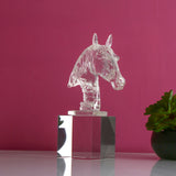 Horse Head On Cuboid Decorative Showpiece (Transparent)