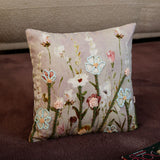 Nilkamal Embroidered Cotton 16" x 16" Cushion Cover (Taupe)