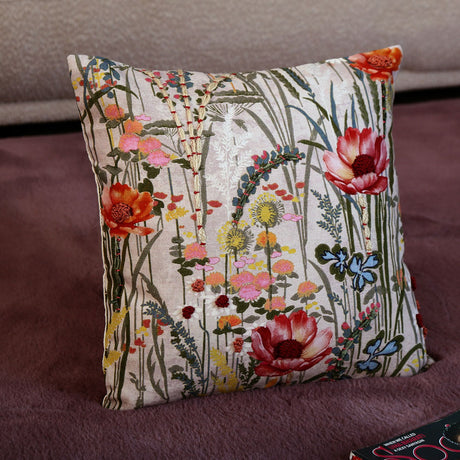 Nilkamal Flora Leaves Cotton 16" x 16" Cushion Cover (Multicolor) - 02