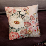 Nilkamal Embroidered Cotton 16" x 16" Cushion Cover (White & Pink)