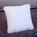 Soft Fur Polyester 16" x 16" Filled Cushion (Off White)