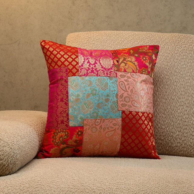 Nilkamal Multi Patch Polyester 16 X 16 Filled Cushion Multicolor