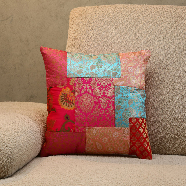 Nilkamal Multi Patch Polyester 12 X 12 Filled Cushion Multicolor