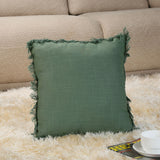 Solid Cotton 16" x 16" Filled Cushion (Green)