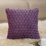 Star Knot Pattern Cotton Velvet 16" x 16" Filled Cushion (Purple)