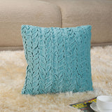 Chevron Knot Pattern Cotton Velvet 16" x 16" Filled Cushion (Blue)