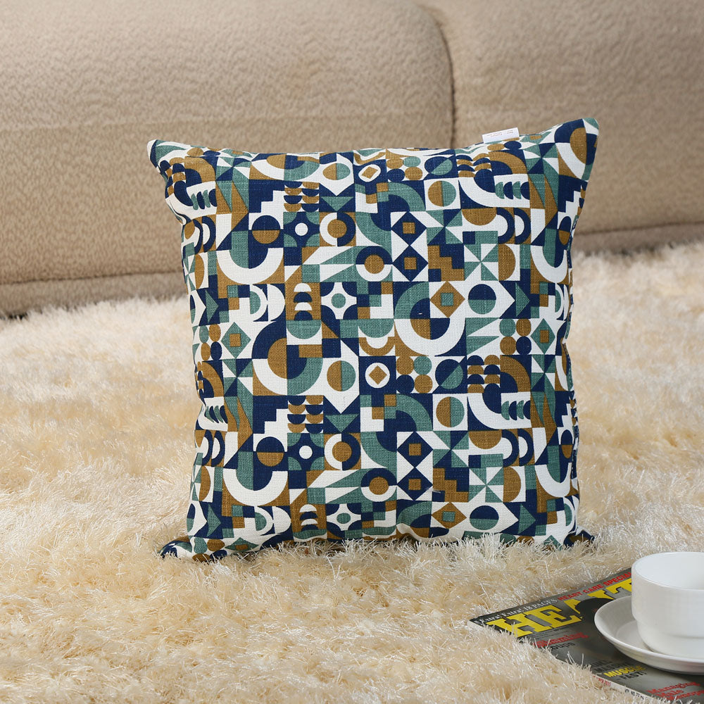 Geometric Cotton 16" x 16" Filled Cushion (Multicolor)