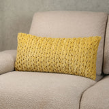 Nilkamal Zig Zag Knot Pattern Cotton Velvet 24 X 12 Filled Cushion Yellow