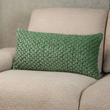 Nilkamal V Knot Pattern Cotton Velvet 24 X 12 Filled Cushion Green