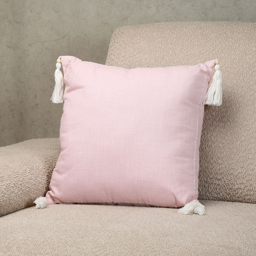 Solid Cotton 16" x 16" Filled Cushion (Pink)