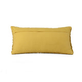 Zig Zag Knot Pattern Cotton Velvet 24" x 12" Filled Cushion (Yellow)