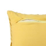 Zig Zag Knot Pattern Cotton Velvet 24" x 12" Filled Cushion (Yellow)