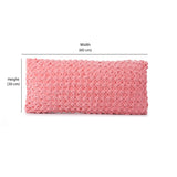 Square Knot Pattern Cotton Velvet 24" x 12" Filled Cushion (Pink)