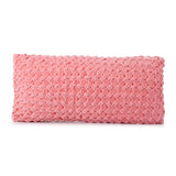 Square Knot Pattern Cotton Velvet 24" x 12" Filled Cushion (Pink)