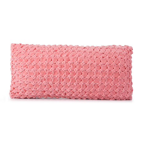 Square Knot Pattern Cotton Velvet 24" x 12" Filled Cushion (Pink)