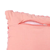 Square Knot Pattern Cotton Velvet 24" x 12" Filled Cushion (Pink)