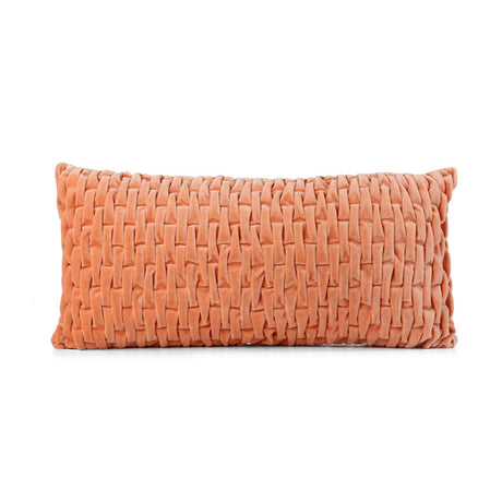 Rectangular Knot Pattern Cotton Velvet 24" x 12" Filled Cushion (Orange)