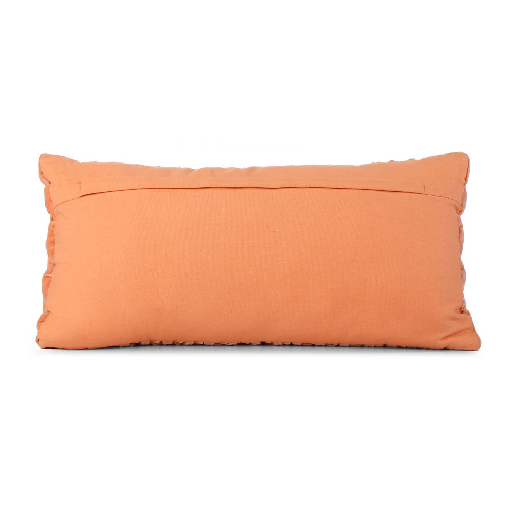 Rectangular Knot Pattern Cotton Velvet 24" x 12" Filled Cushion (Orange)