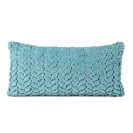 Chevron Knot Pattern Cotton Velvet 24" x 12" Filled Cushion (Blue)