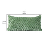 V Knot Pattern Cotton Velvet 24" x 12" Filled Cushion (Green)